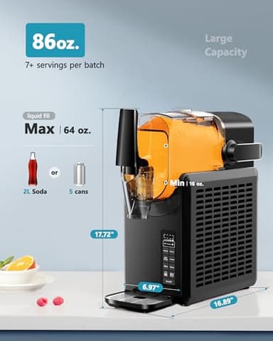EUHOMY 86oz Slushie Machine, No Ice Needed Slushy Machine for Home, Professional Frozen Drink Maker, Self-Cleaning, 5 Preset Programs, Frozen Margaritas, Frappés, Milkshake. - Image 9