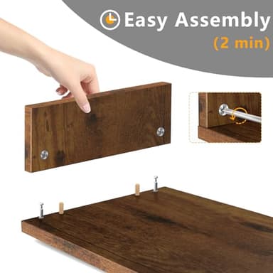 TAVR Dual Monitor Stand Riser, Computer Monitor Stands for 2 Monitors, Extra Long Multifunctional Desktop Organizer Riser for Computer, Laptop, PC, Printer, TV, Max 43.3" Length, Rustic Brown - Image 7