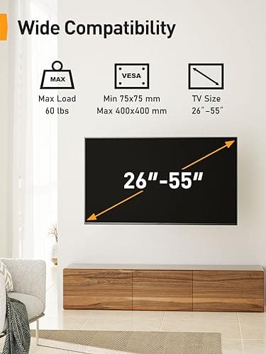 Perlegear Full Motion TV Wall Mount for 26-55 inch Flat or Curved TVs, Wall Mount TV Bracket with Articulating Arm, Swivel, Tilt, Extension, Corner TV Wall Mount Max VESA 400x400mm up to 60 lbs PGMFK3 - Image 2