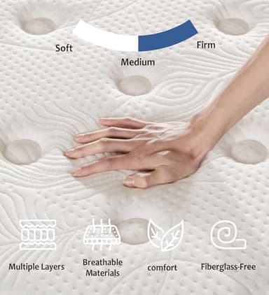 Huyamy Queen Mattress,12 Inch Memory Foam Hybrid Mattresses in a Box with Individual Pocket Spring,for Pressure Relief & Motion Isolation Queen Size Mattress,CertiPUR-US. - Image 3