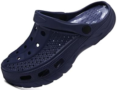ChayChax Men's and Women's Arch Support Clogs Garden Shoes Slip-on Outdoor Beach Slippers with Removable Cushion Footbed, Navy Camo, 12-13 Women/10.5-11.5 Men - Image 1