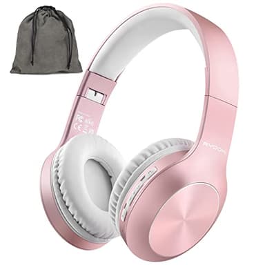 Rydohi Bluetooth Headphones Over Ear, 68H Playtime 3 EQ Music Modes Wireless Headphones with Microphone/Deep Bass, HiFi Stereo Foldable Headset for PC Home Travel Office (Rose Gold) - Image 1