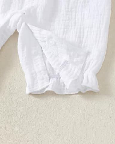 Renotemy Newborn Infant Baby Girl Clothes Summer White Rompers Outfits Sleeveless Baby Girl Bodysuit Preemie Jumpsuit Newborn Clothes Girl - Image 6