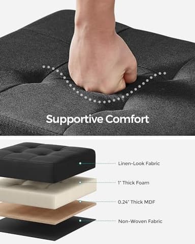 SONGMICS Storage Ottoman, Small Ottoman Foot Rest with Legs, 12.6 x 15.8 x 13.2 Inches Foot Stool, Load up to 660 lb, for Living Room, Bedroom, Dorm, Ink Black ULSF012B01 - Image 5