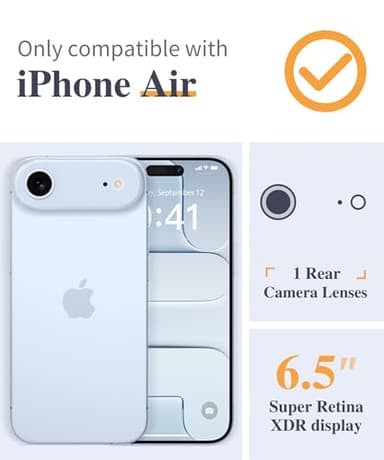 GVIEWIN for iPhone Air Case Floral, [Full Camera Protection] [Screen Protector] Slim Clear Flower Non Yellowing Shockproof Military Grade Women Phone Case for iPhone 17 Air 6.5", Magnolia/White - Image 2