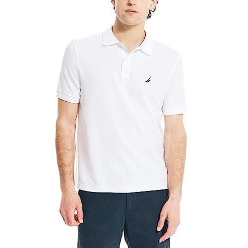 Nautica Men's Short Sleeve Solid Deck Polo Shirt, Bright White, X-Large - Image 1