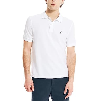 Nautica Men's Short Sleeve Solid Deck Polo Shirt, Bright White, X-Large - Image 1