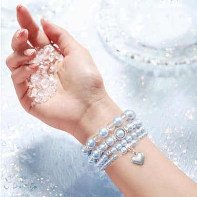 V-MORO Compatible with Apple Watch Band Series 10(42mm)/9/8/7 41mm/40mm Women Fancy Beaded Elastic Bracelet Bling Strap for iwatch SE Series 6/5/4/3/2/1 Blue,for 5.5"-6.2" Wrist - Image 4