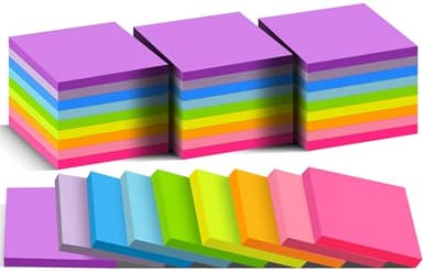 (36 Pack) Sticky Notes 3x3 in Post, 9 Bright Colors Self-Stick Note Pads it, Strong Adhesive, Easy to Post for Home, Office, Notebook - Image 1