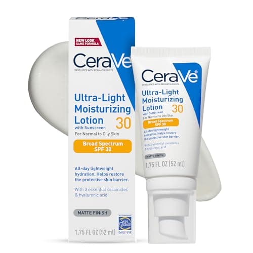 CeraVe Ultra-Light Moisturizing Lotion With SPF 30, Daily Face Moisturizer with SPF, Formulated with Hyaluronic Acid & Ceramides, Broad Spectrum SPF, Oil Free, Matte Finish, 1.7 Ounce - Image 1