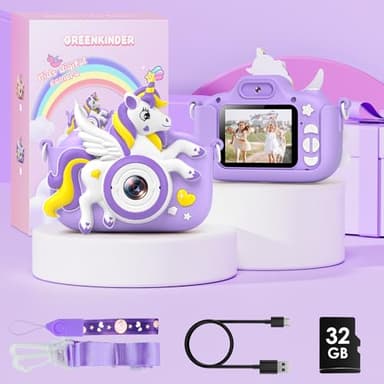 Kids Camera Toys Digital Camera for Kids, Christmas Birthday Gifts for Girls Age 3-12, Selfie 1080P HD Video Digital Camera for 3 4 5 6 7 8 9 10 Year Old Girls with 32GB SD Card - Image 2