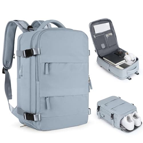 coofay Large Travel Backpack For Women Men Airline Approved Carry On Backpack Flight Approved Waterproof Sports Luggage Backpack Casual Daypack Hiking Backpack Grey Blue - Image 1