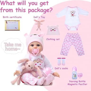 Kdudgso Reborn Baby Dolls Girl 22 Inch Realistic Silicone Baby Doll, Real Life Bebe Dolls Lifelike Handmade Soft Vinyl Cloth Body with Feeding Kit Toys Gifts for Kids 3+ (Lucia) - Image 6