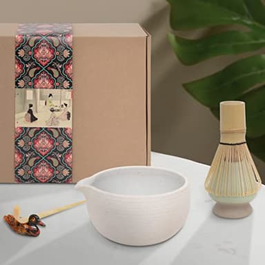 Artcome Japanese Matcha Tea Set, Bowl with Pouring Spout, Whisk, Tea Scoop, Ceramic Whisk Holder, Matcha Powder Caddy, Handmade Matcha Ceremony Kit For Japanese Tea Ceremony (9Pcs) - Image 9