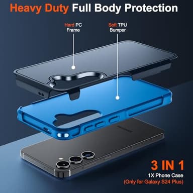 zapica Designed for Samsung Galaxy S24 Plus Case, [12 FT Military Grade Drop Protection] [Dual Layer Structure Design] Heavy Duty Shockproof Non-Slip Phone Cover for Galaxy S24+ 6.7 inch, Deep Blue - Image 3