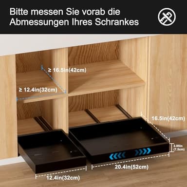 Melovinho 2 Pack Expandable Pull Out Kitchen Cabinet Organizer,Adhesive No Drilling Slide Out Drawers for Kitchen Base Cabinet,Shelves,PantryStorage, Adjustable Width Cabinets Drawers 12.4"-20.4" - Image 5