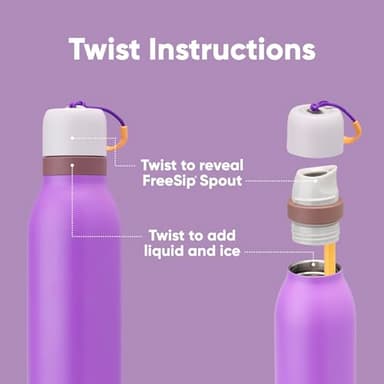 Owala FreeSip Twist Insulated Stainless Steel Water Bottle with Straw for Sports and Travel, BPA-Free, 18-oz, Purple (California Grapevine) - Image 4