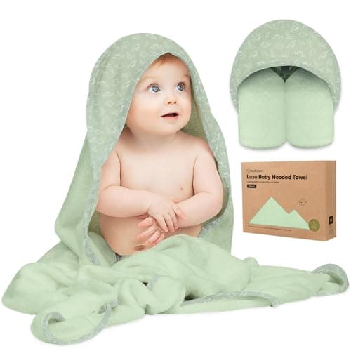 KeaBabies Hooded Baby Towel for Newborn - Viscose Derived from Bamboo Large Baby Bath Towels with Hood for Boys, Girls, Toddler, Extra Absorbent & Soft Newborn Bath Essentials (Dinos) - Image 1