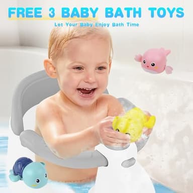 Baby Bath Seat for Babies 6 Months & Up, Bath Seats for Babies Sitting Up, 3 Baby Bath Toys, Open Design, Non-Slip, Compact Toddler Bath Seat. - Image 7