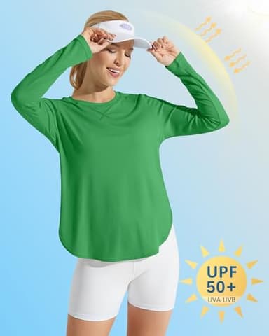 G4Free Workout Long Sleeve Tops for Women UPF 50+ Lightweight Athletic T-Shirts(Forest Green,XL) - Image 2