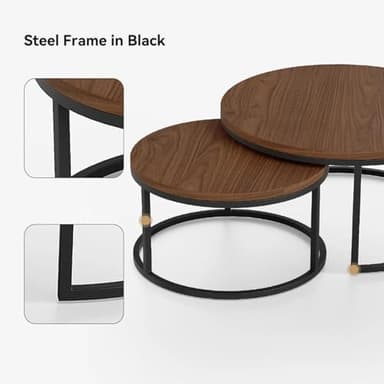 homary Extendable TV Stand & Nesting Coffee Table Set of 2（Walnut） - Image 4