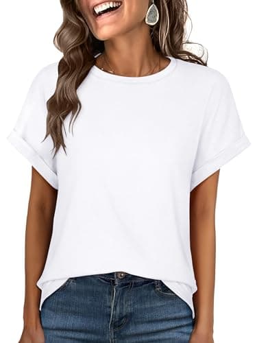 ANRABESS Oversized Tshirts for Women Summer Tops Short Sleeve Casual Loose Basic Tee Shirt Cute Outfits 2025 Trendy Clothes White Large - Image 1