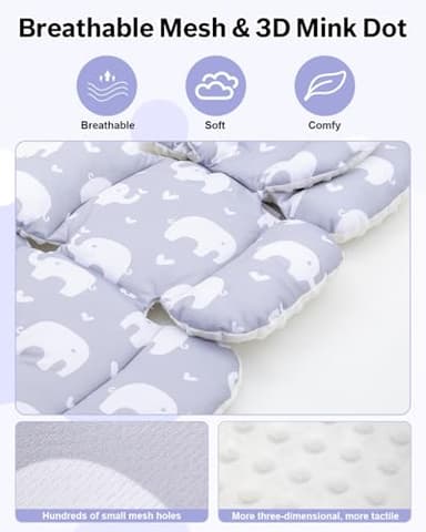 Baby Car Seat Head Support with Extra Headrest, Adjustable Infant Car Seat Insert with Shoulder Pads Set, Breathable Mink Dot Carseat Cushion for Newborn, Fits for Stroller, Baby Swing, Bouncer - Image 5