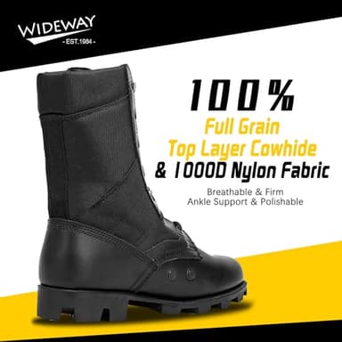 WIDEWAY Men's Military Jungle Combat Boots Black Boots For Men Slip Resistant Leather Tactical Work Boots, All Day Comfortable and Breathable Botas militares para hombres（6-8inch） - Image 3