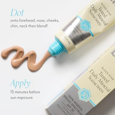 Bliss Block Star SPF 30 Daily Tinted Mineral Sunscreen with Zinc Oxide - All Skin Tones - 100% Mineral Broad Spectrum Sunscreen with Titanium Dioxide & Antioxidant Blend- 1.4 fl oz. - Image 7