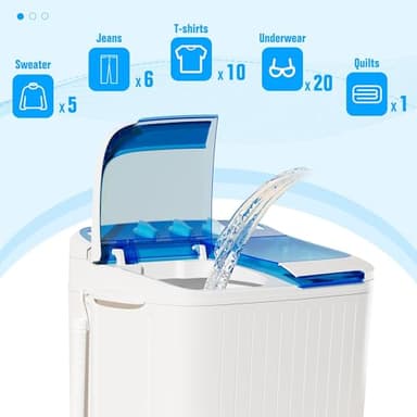 SUNCROWN Portable Washing Machine 16lbs, Compact Twin Tub Semi Automatic Washer, Energy-Saving Mini Laundry Combo with Extended Drain Hose & Pump for Dorms, Apartments, RV, Blue - Image 5