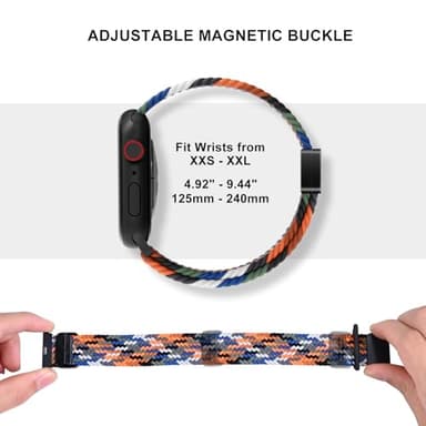 OMECKY Magnetic Braided Loop Band Compatible with Apple Watch Series 11 10 42mm 9 8 7 6 5 4 40mm 41mm for Women Men, Stretchy Nylon Elastic Sport Strap for iWatch SE 1/2/3, Charcoal - Image 3