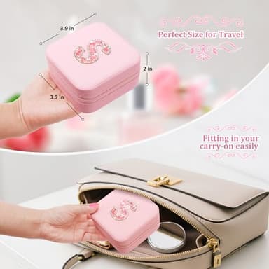 Nuozme Bling Sparkly Initial Jewelry Case,Personalized Gifts for Teen Girls,Kids,Women,Brides, Bridesmaids, Glitter Rhinestone Travel Jewelry Box,Easter Birthday Christmas Gifts, Small Size (Purple A) - Image 4