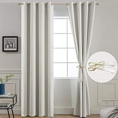 Yakamok Room Darkening Thermal Insulated Light Blocking Blackout Curtains, 2 tie Backs Included(52Wx84L,Light Beige,2 Panels) - Image 4