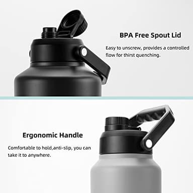 BJPKPK One Gallon(128 oz) Insulated Water Bottle, Dishwasher Safe Stainless Steel Thermo, BPA Free Jug with Ergonomic Handle & Anti-slip Bottom, Large Water Bottle, Navy Blue - Image 4
