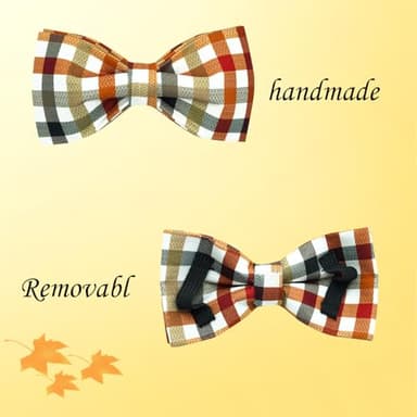 Bobo Rainbow Dog Collar Autumn Pet Collar Plaid Print Fall Soft Cute Pet Collar with Bow Tie Adjustable Metal Buckle Collar Gift Collar for Medium Dogs - Image 4