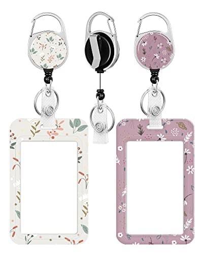 COOKOOKY 2 Pack Badge Holder and Heavy Duty Retractable Reel, ID Badge Holders with Retractable Clip for Nurse Teacher Student Office Women Men - Image 1