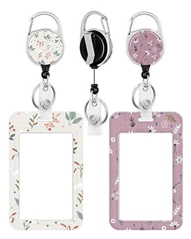 COOKOOKY 2 Pack Badge Holder and Heavy Duty Retractable Reel, ID Badge Holders with Retractable Clip for Nurse Teacher Student Office Women Men - Image 1