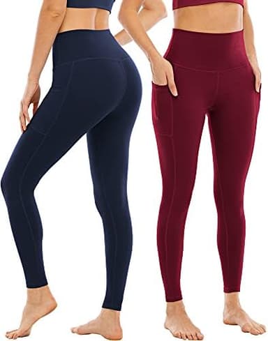 4 Pack Leggings with Pockets for Women,High Waist Tummy Control Workout Yoga Pants - Image 4