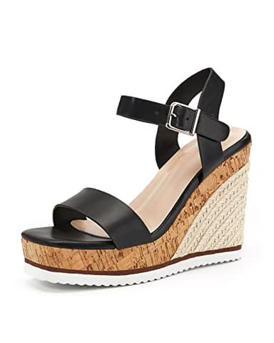Women's Espadrille Wedge Platform Sandals Open Toe Ankle Buckle Strap Casual Summer Shoes - Image 1