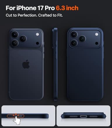 TORRAS Magnetic Slim Fit for iPhone 17 Pro Case 6.3 inch, Ultra-Thin, Compatible with MagSafe, Lightweight Matte Anti-Scratch Hard PC Cover Phone Case for iPhone 17 Pro OriginFit, Deep Blue - Image 8