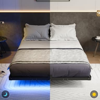 Liians Full Size Modern Floating Bed Frame with Smart LED Lights, USB Charging Station, Sturdy Metal Platform, No Box Spring Needed, and Easy Assembly - Image 9