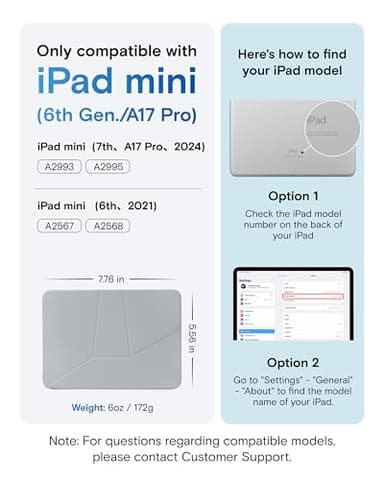 MOFT Dynamic Folio Case for iPad mini 7 A17 Pro (2024), iPad mini 6 (2021), Silm Magnetic Stand Case with 20+ Viewing Angles, Auto Wake/Sleep, Ultra Thin, Cement x Sapphire - Image 2