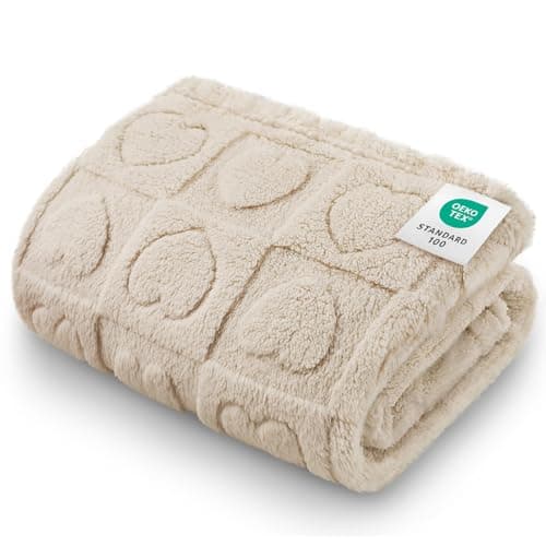 Luciphia Small Dog Blanket Washable Pet Bed Cover Soft Fluffy Puppy Blanket with Premium Fleece 300GSM Cozy Calming Cat Blankets for Indoor Cats Beige 30x20 inch - Image 1