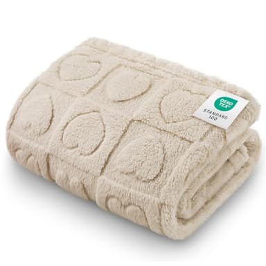 Luciphia Small Dog Blanket Washable Pet Bed Cover Soft Fluffy Puppy Blanket with Premium Fleece 300GSM Cozy Calming Cat Blankets for Indoor Cats Beige 30x20 inch - Image 1