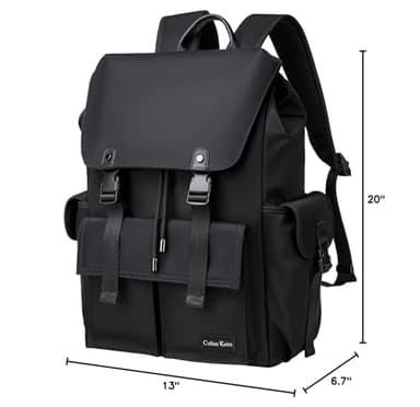 Colins Keirs Black backpack for men, 16 inch laptop backpack with computer compartment, Drawstring slim waterproof tech backpack for travel, work, college or daily use, Large 30 L - Image 10