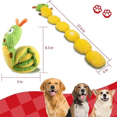 Gigwi Interactive Dog Puzzle Toys, Dog Snuffle Toy Treat Dispensing IQ Training, Cute Caterpillar Design Squeaky Plush Dog Toys Tug of War, Hide and Seek Dog Entertainment Toys for Boredom - Image 7