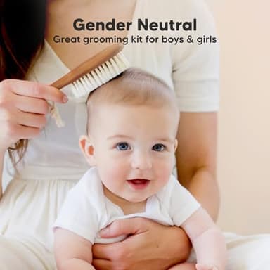 Wooden Baby Hair Brush - Cradle Cap Baby Brush with Soft Goat Bristles, Perfect Gentle Scalp Newborn Comb for Infant, Girls, Boys, Bath Essentials(Dark Walnut, Oval) - Image 8