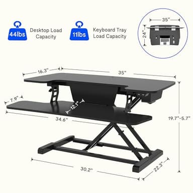 FLEXISPOT Electric Standing Desk Converter 36" Wide Motorized Stand up Riser for Monitor and Laptop, Black Height Adjustable Workstation for Home Office - Image 2