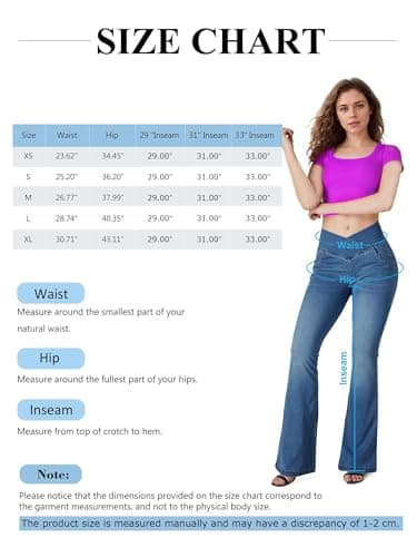 BlueRose Flare Jean Leggings for Women,Bell Bottom Jeans for Women Knit Crossover High Waisted Bootcut Jean Blue - Image 3