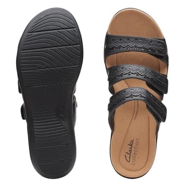 Clarks Collection Women's Laurieann Cove flats-sandals, Black Leather, 7.5 Medium US - Image 8